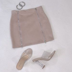 Missguided Nude Faux Suede Mini Skirt